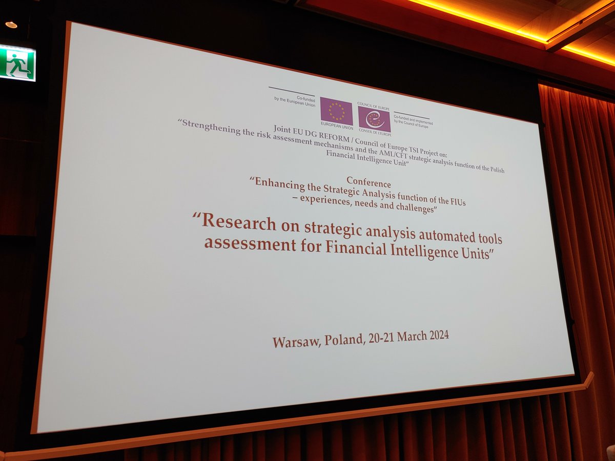 EU_reforms's tweet photo. 🙌Interesting discussions in Warsaw on AML/CFT strategic analysis function of #FIUs organised by @coe and with participants from 24 🇪🇺countries, as part of the #TSI project to strengthen the fight against money laundering/terrorist financing in 🇵🇱.
🔗https://t.co/U967JnLF9q https://t.co/YyxuJAaNor