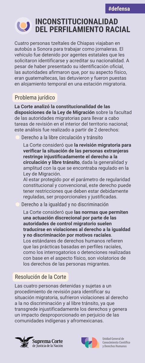 ⚖️ En el Día Internacional de la Eliminación de la Discriminación Racial, recordemos que #LaCorte determinó que el perfilamiento es violatorio de los derechos humanos. Conoce más al respecto…

#DDHH #UGCCDH