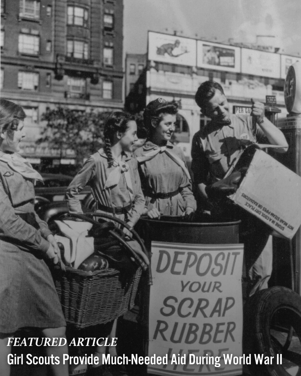 At the start of World War II, the Girl Scouts of the USA telegraphed President Franklin Roosevelt to offer the services of its members to the war effort. Read more about the Girl Scouts, which grew to over a million members by the war's end, here: nationalww2museum.org/war/articles/g…