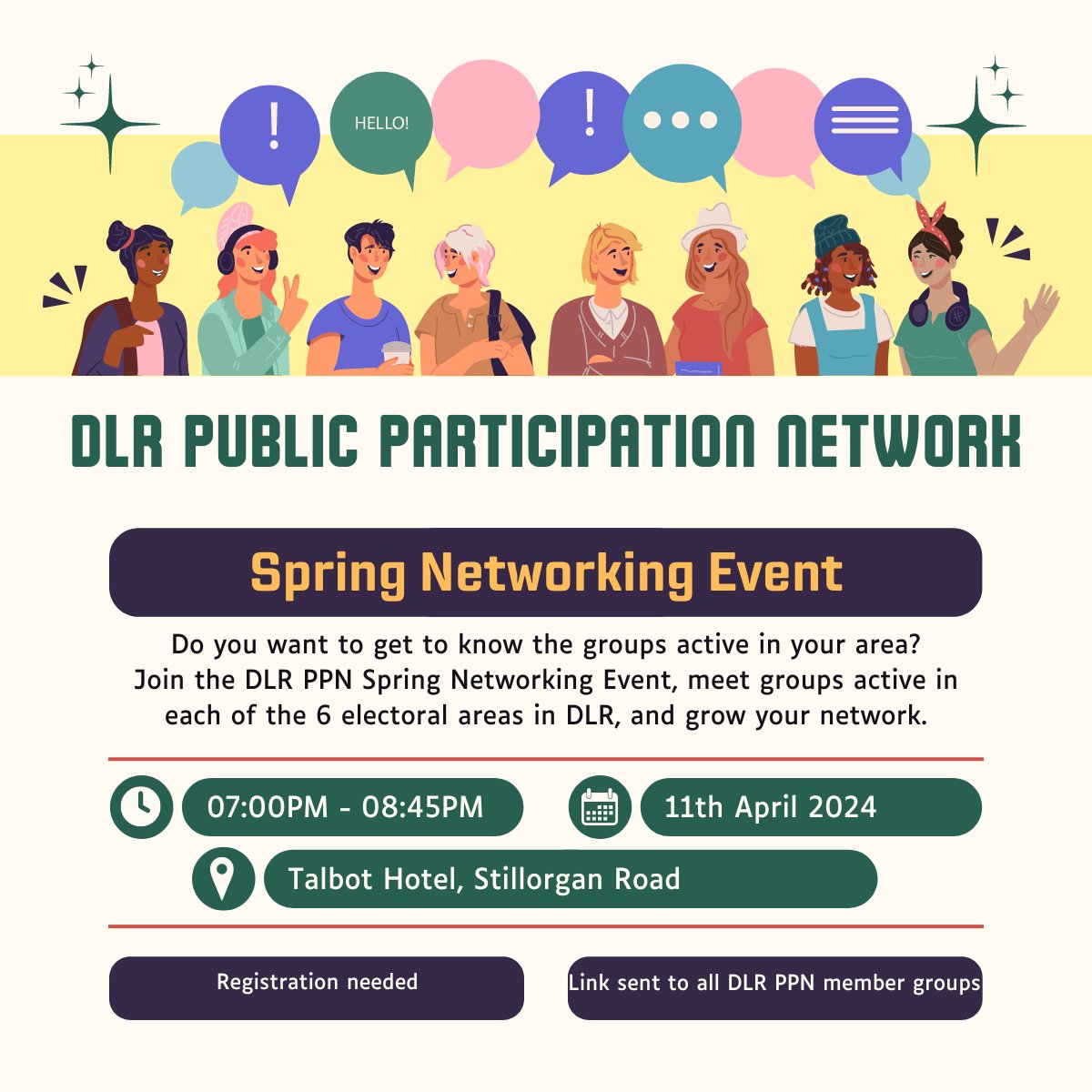 Do you want to get to know the groups active in your area? Join the DLR PPN Spring Networking Event, meet groups active in each of the 6 electoral areas in DLR, and grow your network. Registration is needed, and the link has been sent to all our member groups. #dlr #ppn #EVENT
