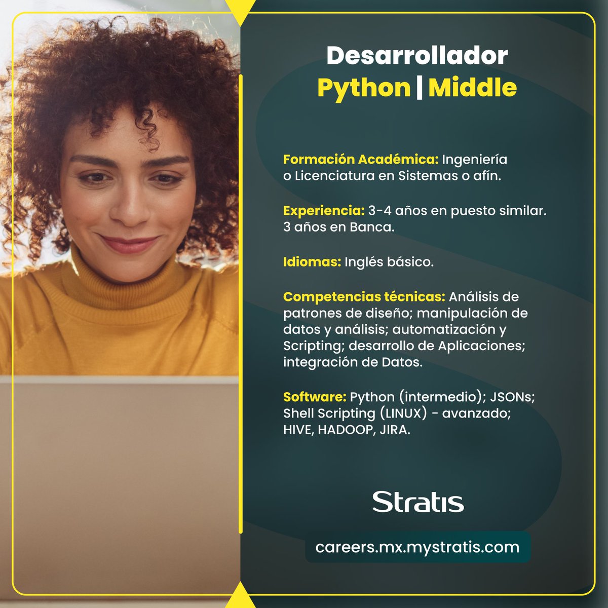 mystratis's tweet photo. Únete a nuestro equipo de trabajo y desarrolla todas tus habilidades y conocimientos tecnológicos. 💻 📍🤓 #OportunidadLaboral #empleodisponible #vacantedisponible #empleoMexico #vacantesmexico #vacantesCDMX #areatecnologica #tecnologia #hiring https://t.co/oYh04HCUm4