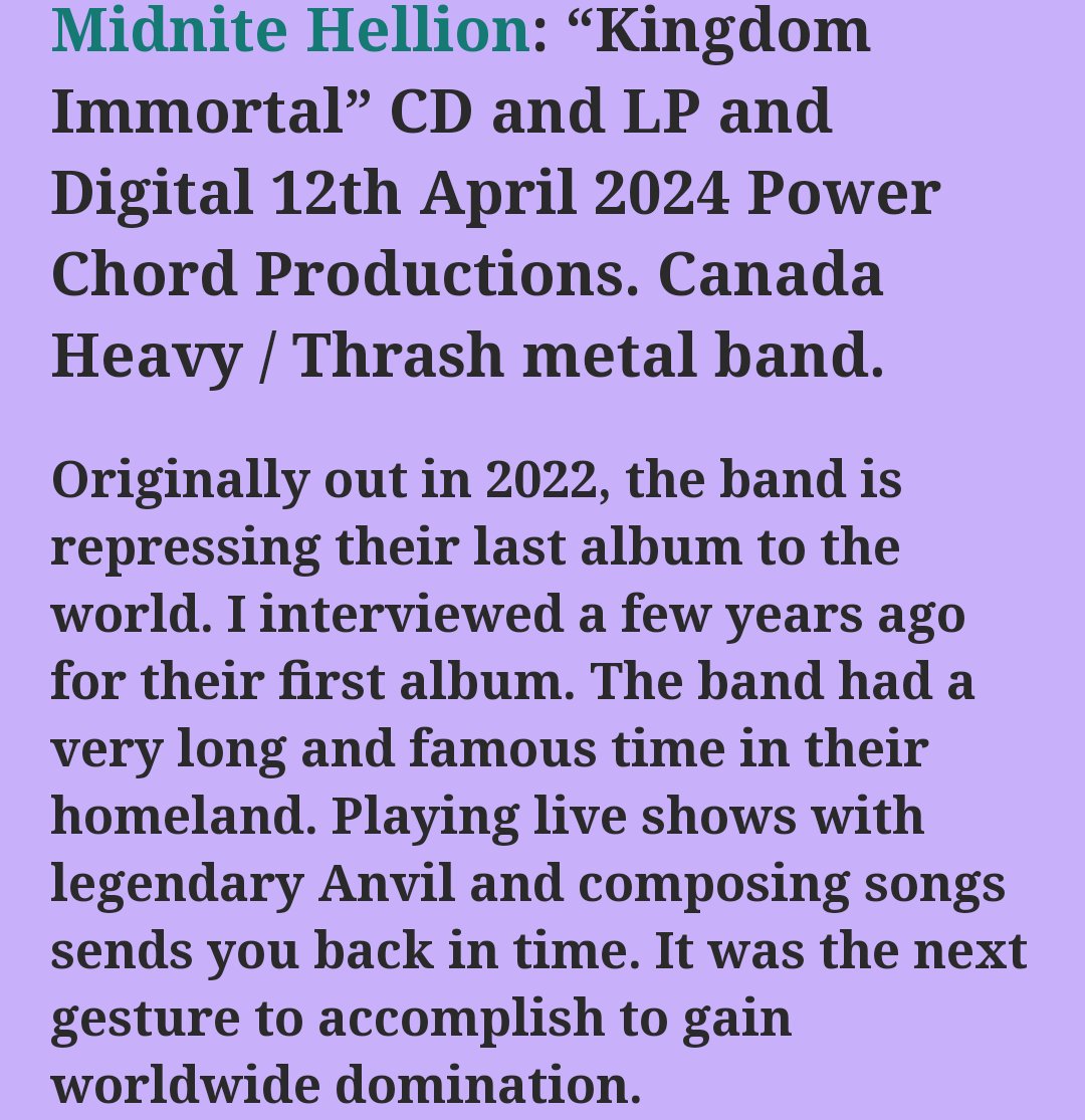 98/100 review just in from @The_Metal_Mag ! Check out the full review here: themetalmag.com/midnite-hellio… . . #MidniteHellion #MidniteHellionBand #GameOfThrones #NewVideo #MetalVideo #CMM #CMMSAOL #NewAlbum #HeavyMetal #KingdomImmortal #ThrashMetal #MetalHead #HeavyMetalRules #Metal