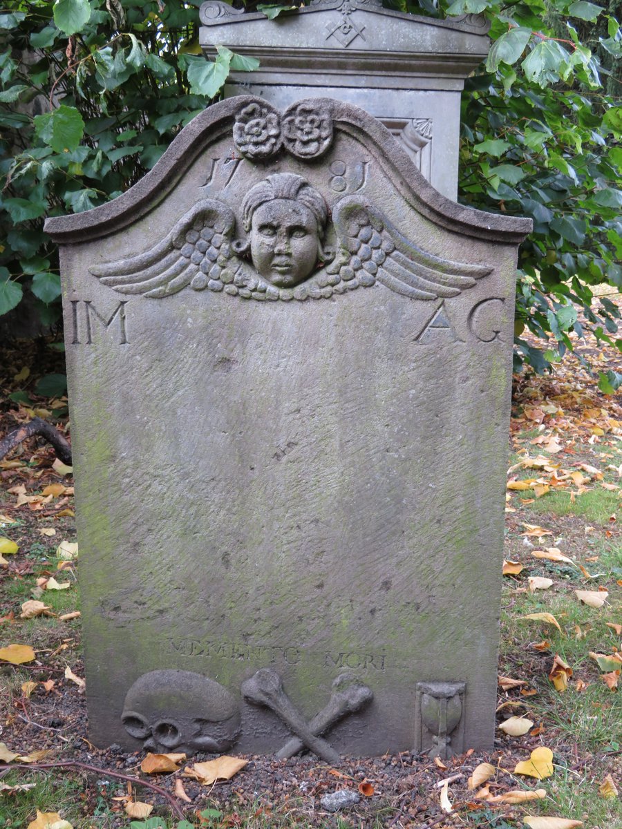 GravePerthshire's tweet photo. It looks like this headstone didn't have any details of the decedents carved on it except the initials but what is there has some lovely detail. Even Memento Mori is quite faint as if it's a template and the middle is scratched. #MementoMori #ScottishGravestone #GreyfriarsPerth https://t.co/FEDpDRDP7U