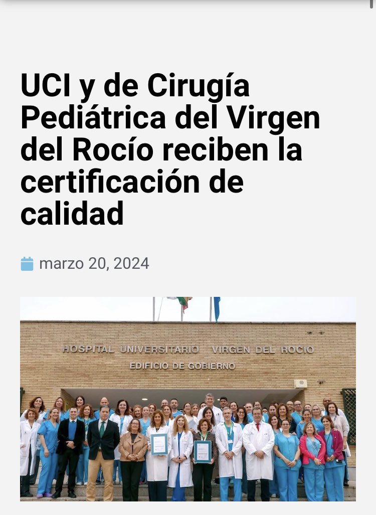 Enhorabuena a nuestros compañeros del @HospitalUVRocio 🙌🏽🙌🏽🙌🏽