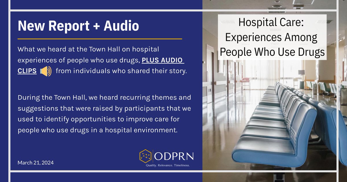 NEW REPORT! 

Find out what we heard at the Town Hall on Hospital Experiences Among People Who Use Drugs.

Read the report + listen to audio clips 🔊from people who shared live during the Town Hall.
odprn.ca/town-halls/pwu…