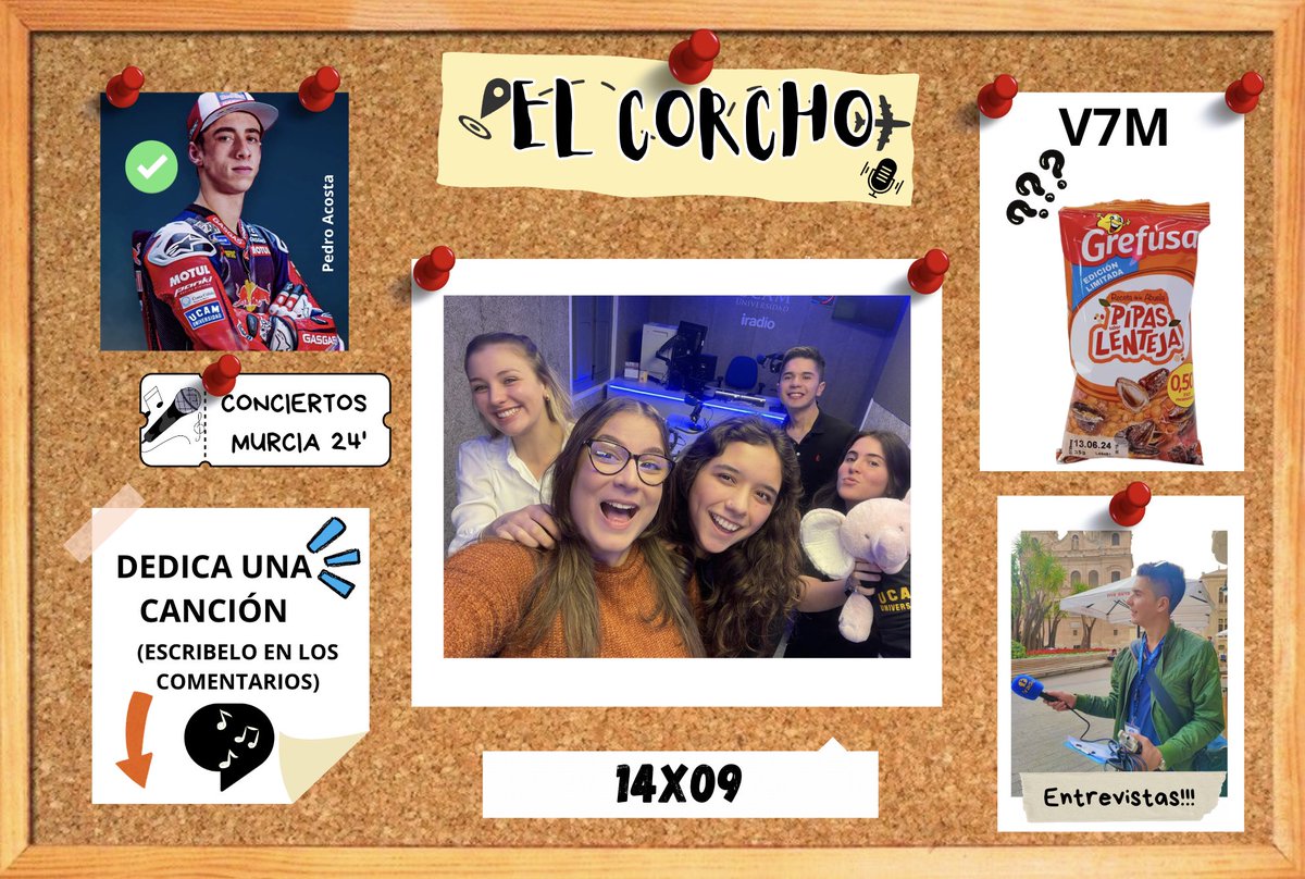 iradioUCAM's tweet photo. Prepárate para sumergirte en #ElCorcho📌!
📻 Esta semana, estrenamos sección: 'Jueves con J de Juega', También estuvimos por las calles de preguntando a la gente qué harán estas vacaciones de Semana Santa🫢
¡No te lo pierdas!
➡️https://t.co/o8TUAdRcf7 https://t.co/UDwZu5EYUn