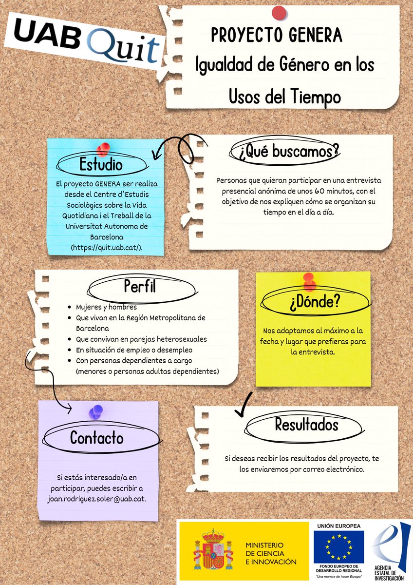 🟣¿Cómo se organiza nuestro tiempo de forma cotidiana? Intentamos dar respuesta a esta pregunta con el estudio #GENERA. ¿Quieres ayudarnos? Si tienes este perfil, te agradeceremos tu participación.