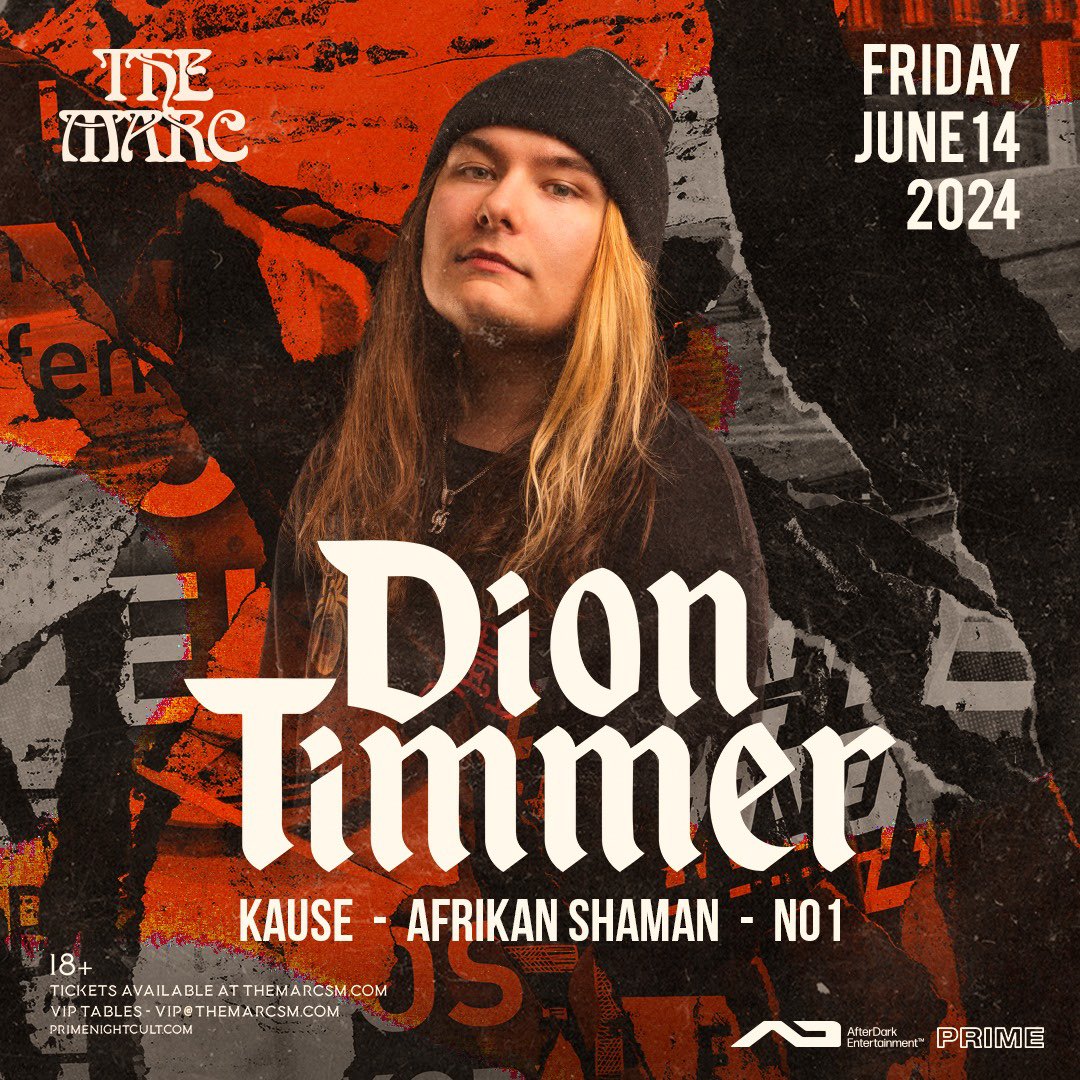 Due to unforeseen circumstances, tomorrow's show with Dion Timmer is to be postponed to June 14th 2024. Tickets for the original date will still be honored on the new date, and refunds will be honored within the next 10 days. Please reach out to info@themarcsm.com w/ questions!