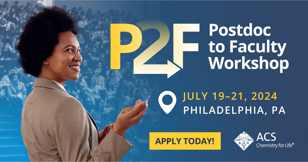 #Postdoc scholars in the #ChemicalSciences interested in faculty positions - The #P2F workshop is for you! 

Learn more and apply by April 7 at brnw.ch/21wI651 #Chemistry #Science #Faculty #Career #EarlyCareer
