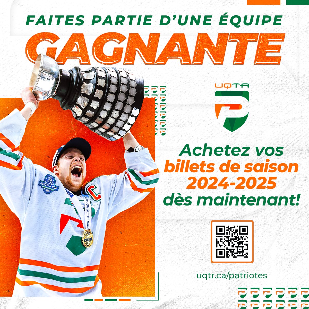 PatriotesUQTR's tweet photo. Les 𝗯𝗶𝗹𝗹𝗲𝘁𝘀 𝗱𝗲 𝘀𝗮𝗶𝘀𝗼𝗻 𝟮𝟬𝟮𝟰-𝟮𝟬𝟮𝟱 sont officiellement en vente!

Les Frenette, Lafrance, Roy et Cournoyer tenteront de poursuivre la tradition d'excellence!

🎟️ Faites partie d'une équipe gagnante dès maintenant: https://t.co/zq9qNTiVKi

#AllezPatriotes 🟠🟢 https://t.co/ZkzeT70YvE