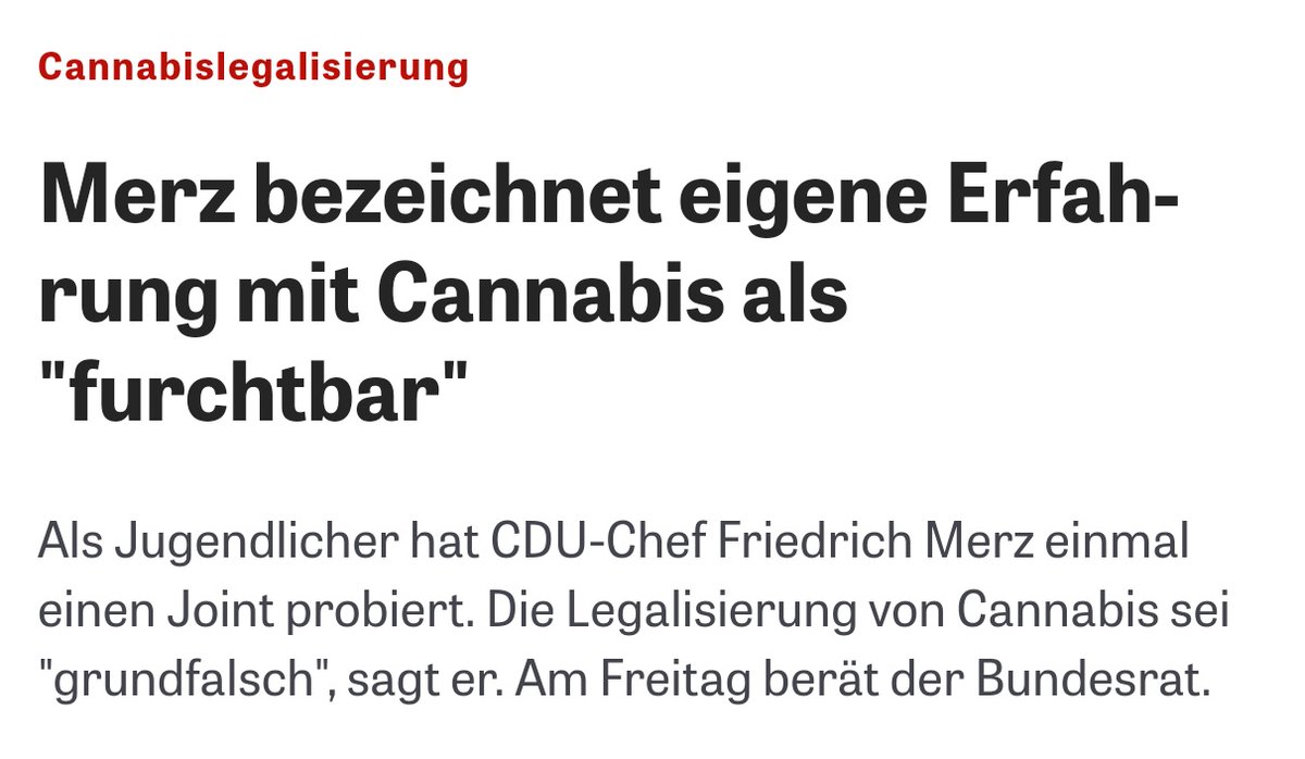 Sieh an: Selbst der junge Friedrich Merz hatte trotz Verbot Zugang zu #Cannabis, selbst ihn hielt die Illegalitär der Droge nicht vom Konsum ab. Besser lässt sich das Scheitern der Prohibition nicht veranschaulichen. Höchste Zeit für einen Politikwechsel!