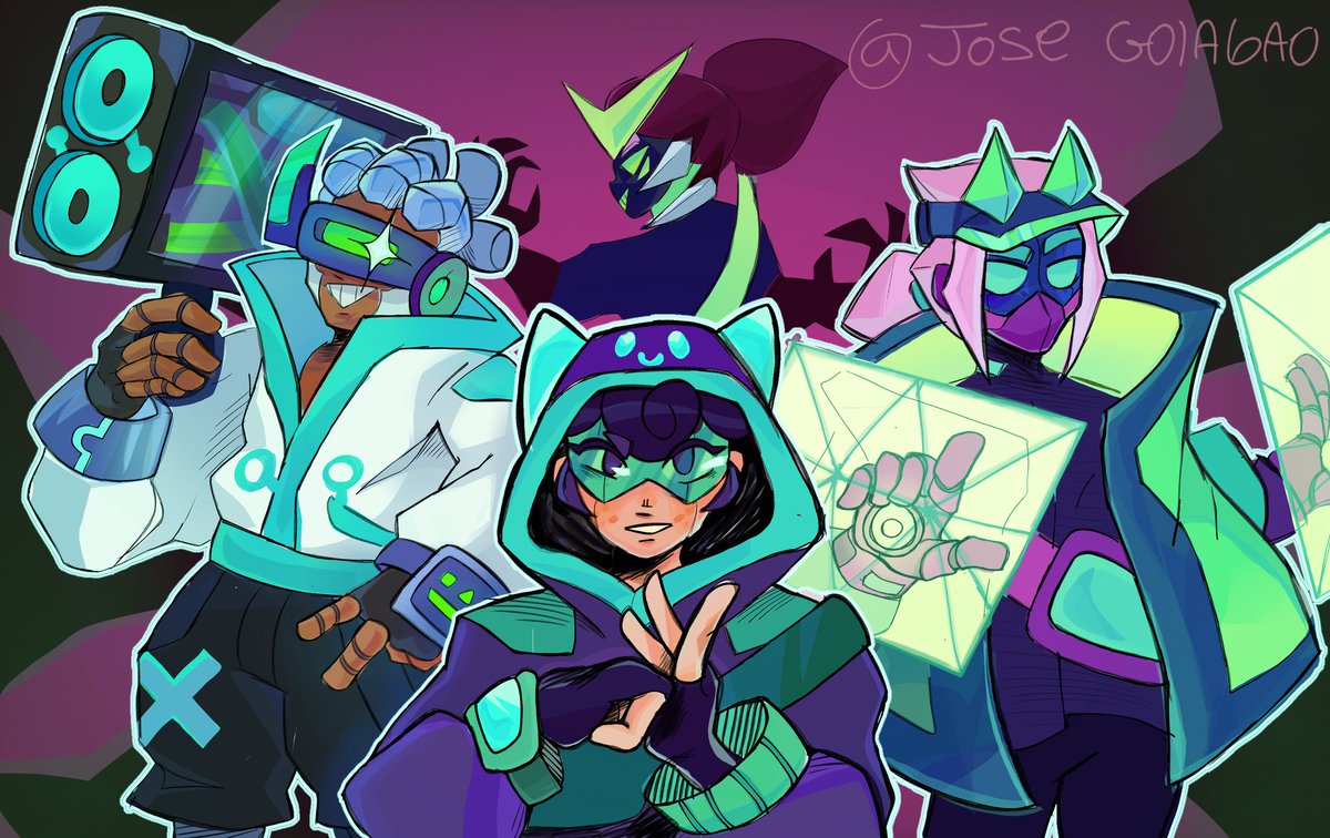 The Hackers Gang! 👾

Art by our member <a href="/josegoiabao/">🩵┆Goiaba</a>! ❤️‍🔥
#BrawlStars #BrawlStarsArt