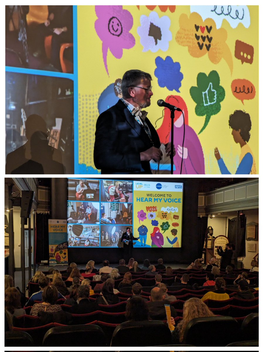 The 'Hear my voice' film premiere is underway. We're showcasing 5 films, examining various techniques for preventing and managing a crisis from the perspective of young children,  parent carers, and young carers. Thank you <a href="/TimWelchCWP/">Tim Welch</a> for officially getting us underway.