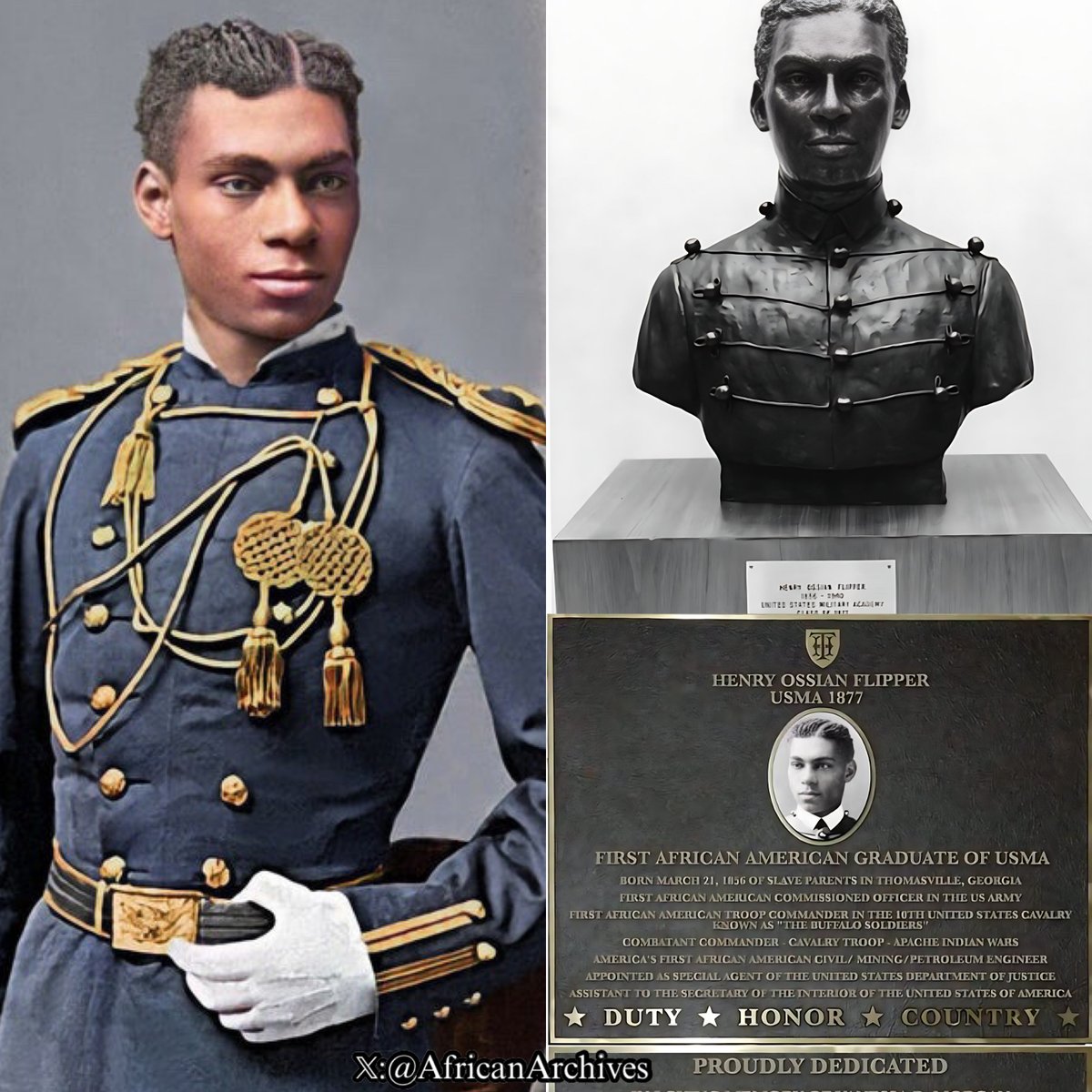 Happy Birthday to Henry Ossian Flipper! He was the first Black American cadet to graduate from the United States Military Academy at West Point in 1877. He was also the first Black man to be commissioned in the Army, he led buffalo soldiers of the 10th Cavalry.