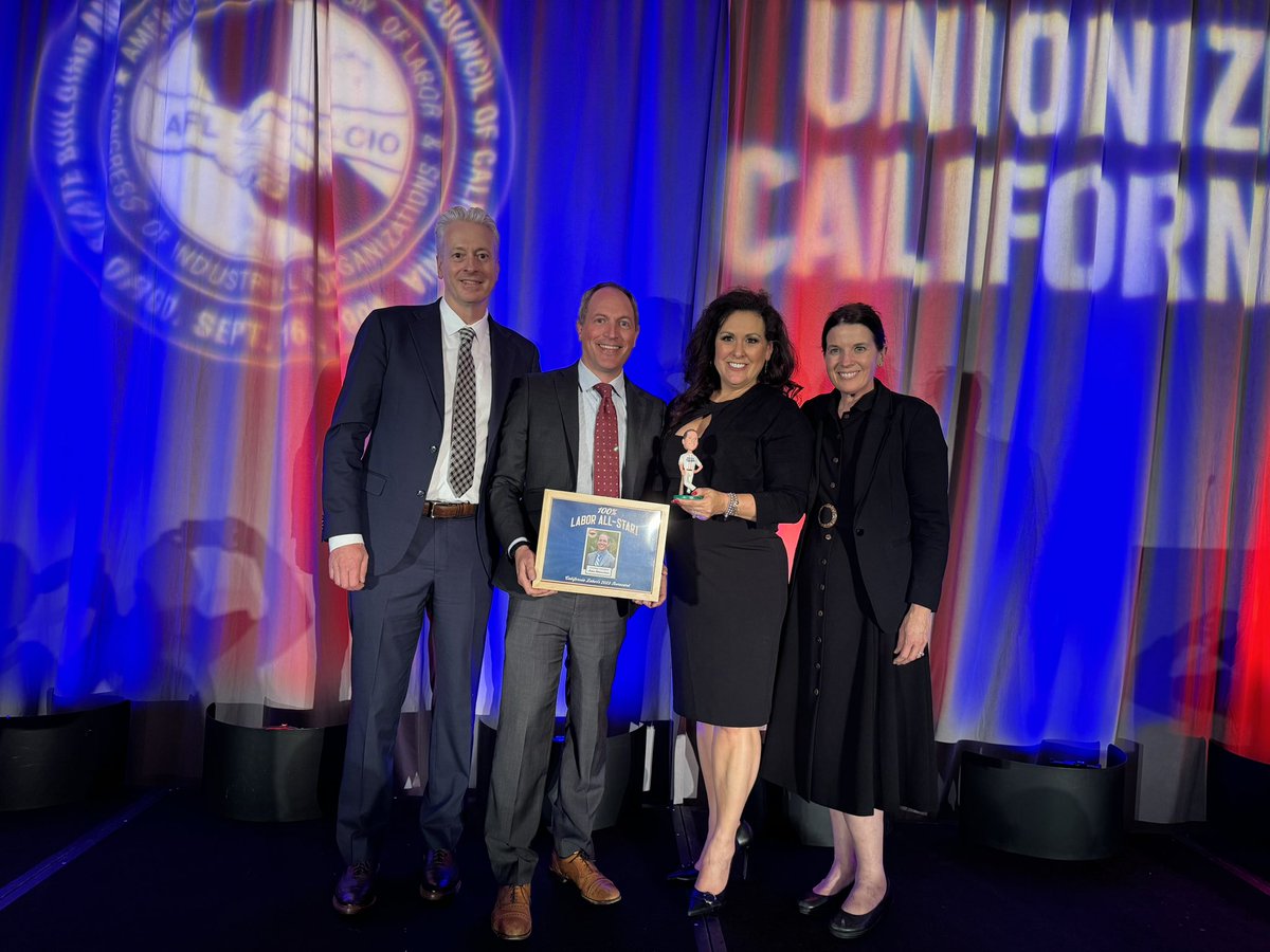 I am honored to be named a California Labor All-Star!  Thank you to the @CaliforniaLabor for all you doto promote and defend workers and their families in California.