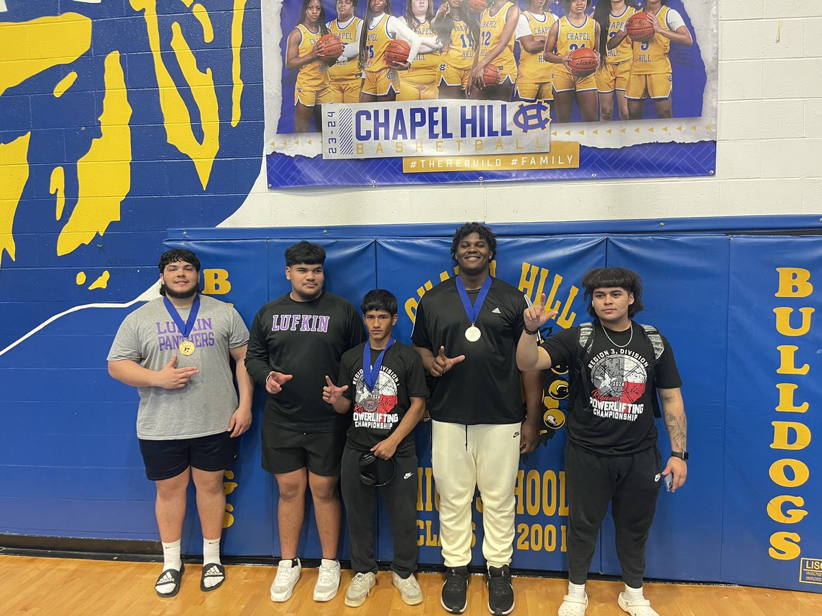 Congrats to these Lufkin Panther STRONG MEN!  The Panthers  competed in the 5a/6a Region 3 Division 1 Regional Powerlifting Meet. Sr Jordan Nichols (SHW) and Jr Zion Williams have qualified for the State Powerlifting Meet in Abilene!  #PantherSTRONG