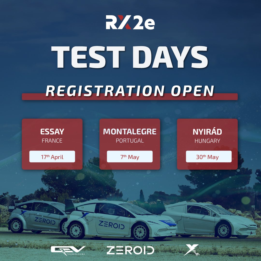 🏎️ Spring into action with FIA RX2e Test Day & the ZEROID X1! Choose from 3 options or join all testing days. 📆 Mark the dates: Essay (Apr 17), Montalegre (May 7), Nyirád (May 30). Ready for the thrill? 🏎️🔥 DM us for more info! ⚡️📩