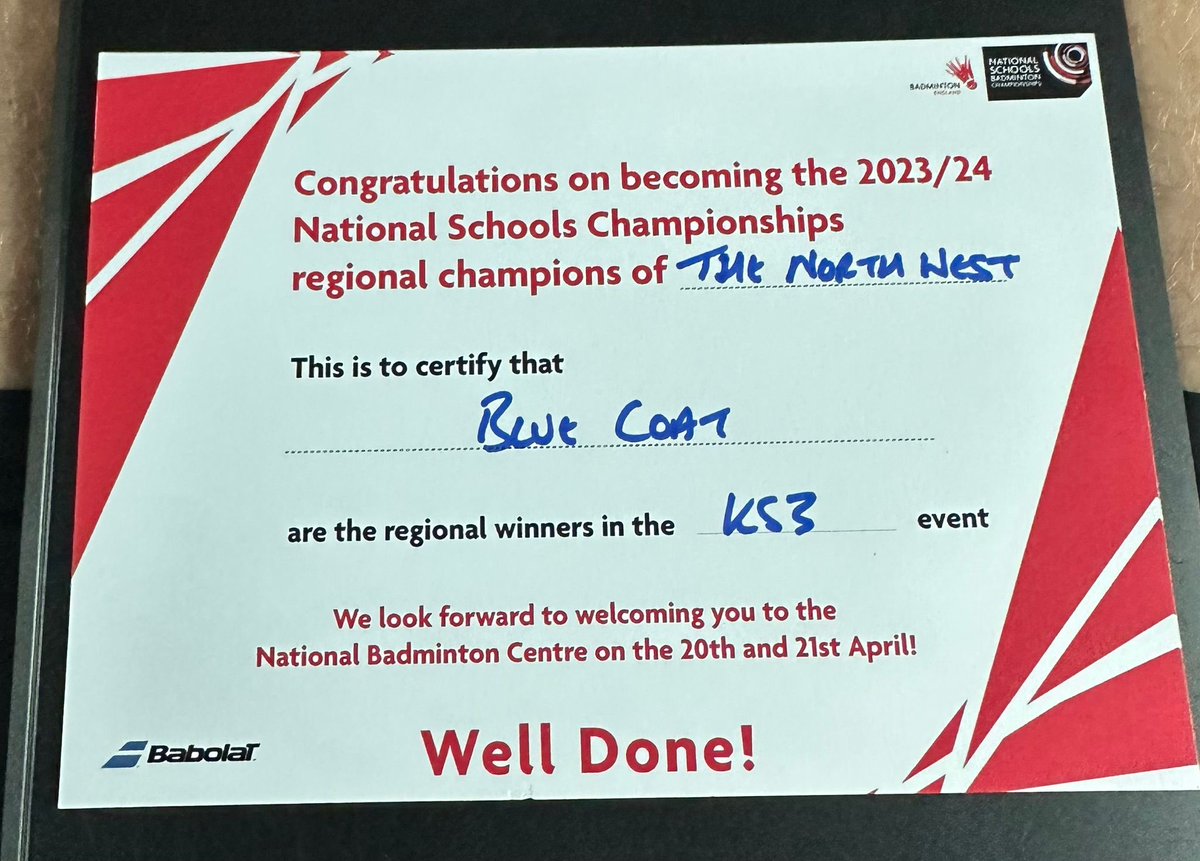 Congratulations to our KS3 girls who are North West champions & are through to the National Badminton finals in Milton Keynes! Our KS3 boys were brilliant on the day but were beaten in the final. Well done to both teams and good luck in the finals girls! 👏🏸🏆