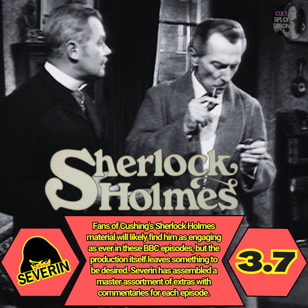 Continuing our reviews of the Cushing Curiosities boxset from @SeverinFilms, we take a look at Cushing as SHERLOCK HOLMES in this Blu-ray collection of the six surviving episodes. #Bluray cultsploitation.com/sherlock-holme…