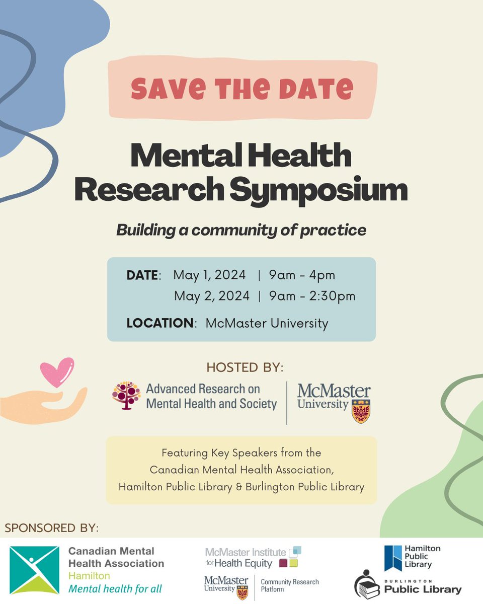 Mark your calendars! ARMS is proud to announce our two-day Mental Health Research Symposium on May 1 & 2, 2024! · Explore how academia meets community insights to shape mental health research. · Registration opens early April - stay tuned on our website for more updates!