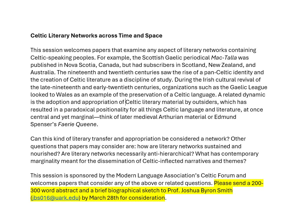 Hey Celticists! Do you feel like visiting New Orleans next January for the MLA conference?
