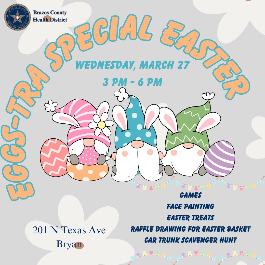 Join us TODAY for an Eggs-tra Special Easter Event from 3 pm to 6 pm.  We will have lots of fun activities for the family to enjoy!