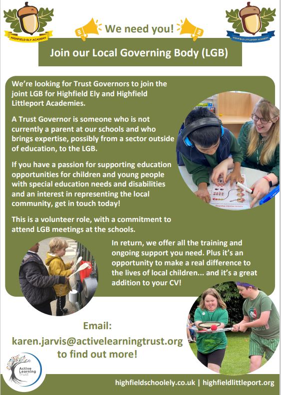 Come and be a governor at our excellent special schools @highfieldlittle @ElyHighfield, so rewarding and looks great on your CV