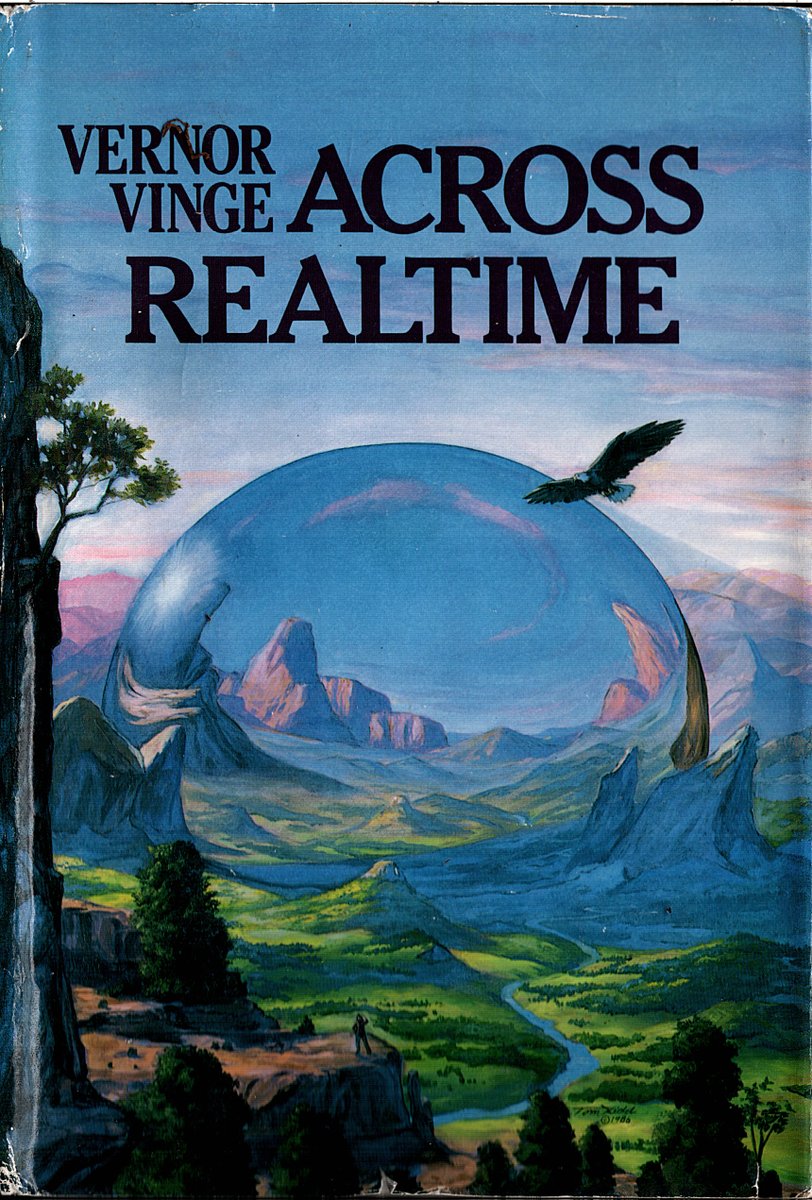 mavmaramis's tweet photo. Vernor Vinge has died 20th March. He was the husband of Joan D. Vinge from 1973-79. Across Realtime, Nelson Doubleday, 1986. Cover: Tom Kidd. Book Club edition. #BookCover #VernorVinge #NelsonDoubleday #TomKidd #BookClub @thatsgoodweb @afrocosmist @retroscifiart @doberes https://t.co/VDIbVUlZJV