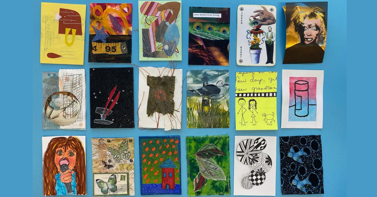 Make your own Artist Trading Card and swap with others Mar 28 6:30PM online on Zoom: bit.ly/49lIuNz

In partnership with Regina Artist Trading Cards . Artist Trading Cards are pocket-sized works of art (2.5 x 3.5 inches) that can be traded with other artists.