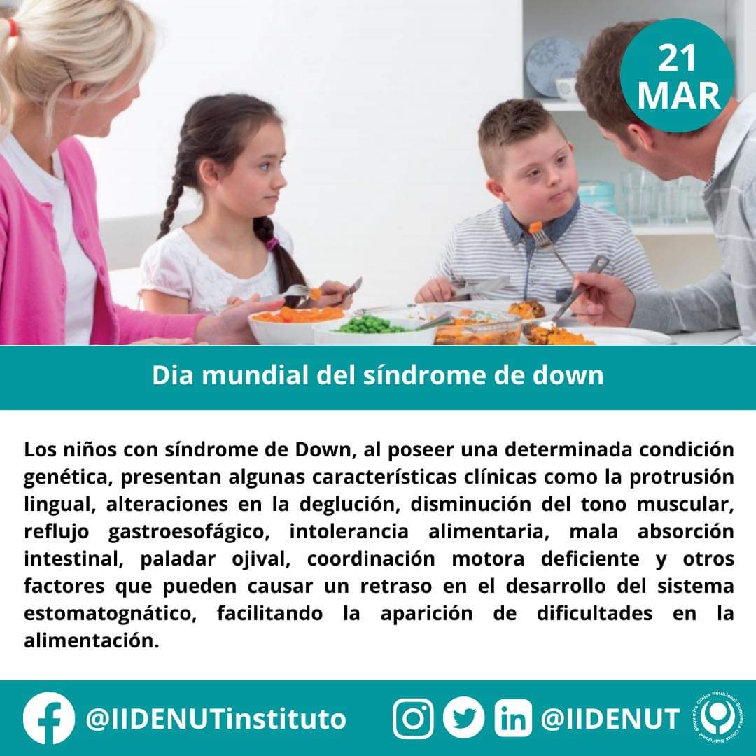 IIDENUT's tweet photo. Hoy 21 de marzo se conmemora el Día mundial del síndrome de Down. Las personas con síndrome de Down pueden tener una tendencia a ganar peso más fácilmente, lo que puede aumentar el riesgo de obesidad y problemas de salud relacionados. https://t.co/3hUKwQksM6