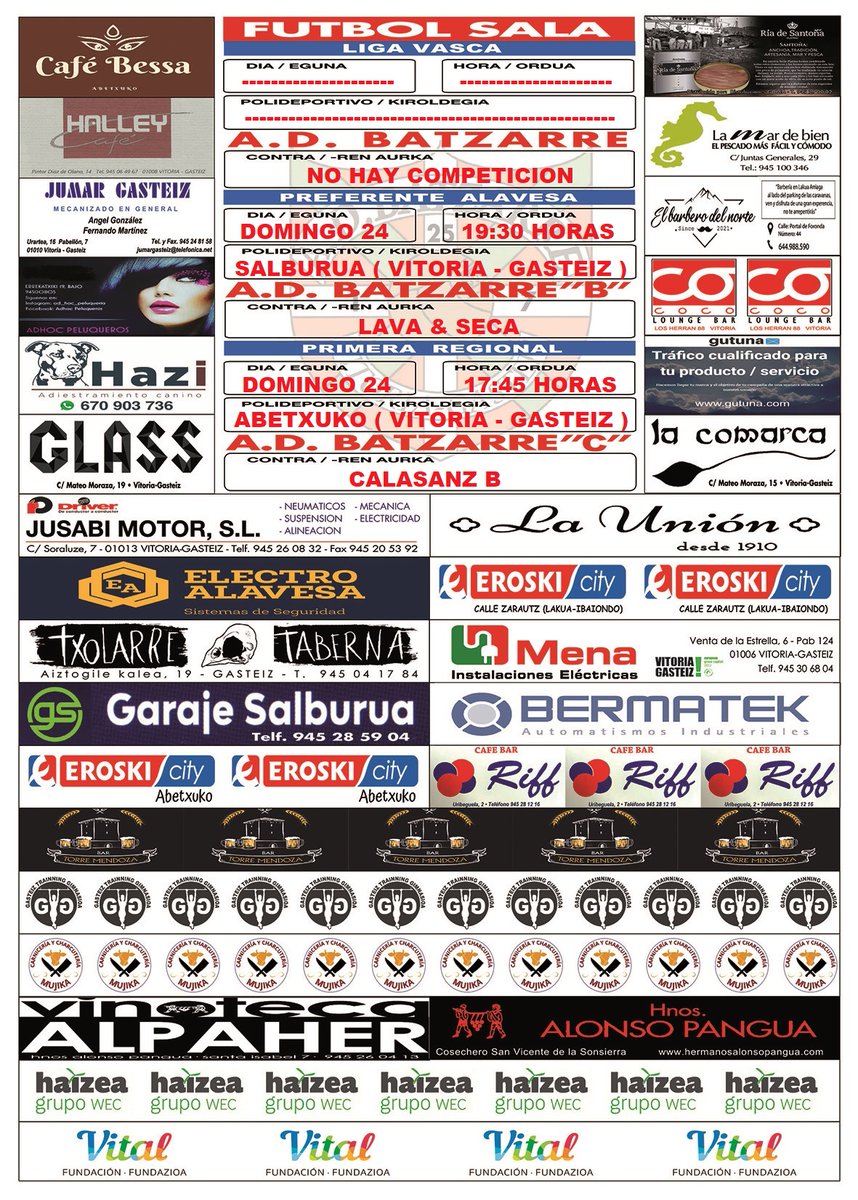 Partidos de este fin de semana  !!!

#aupabatzarre 
#nosgustaelfutsal 
#somosdeligavasca 
#somosdeprefente 
#somosdeprimera