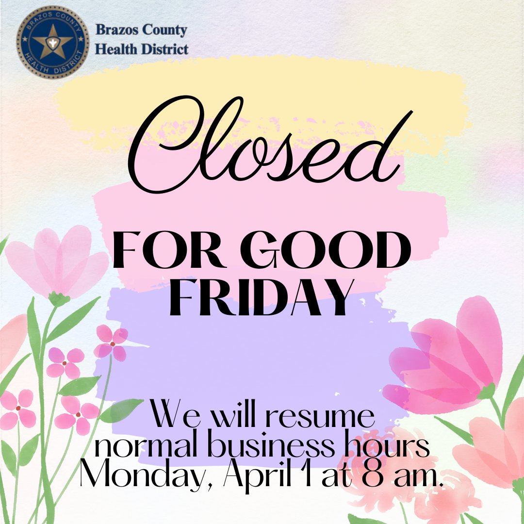 We are closed today for Good Friday.  We will resume normal business hours Monday, April 1 at 8 am.
