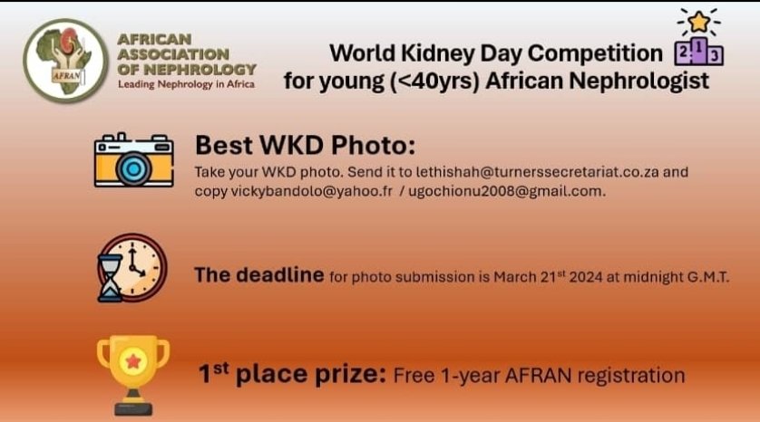 Final reminder!!! Kindly submit your BEST photo of WKD To lethishah@turnersecretariat.co.za and copy vickybandolo@yahoo.fr @AfricanAFRAN #ISNyoung