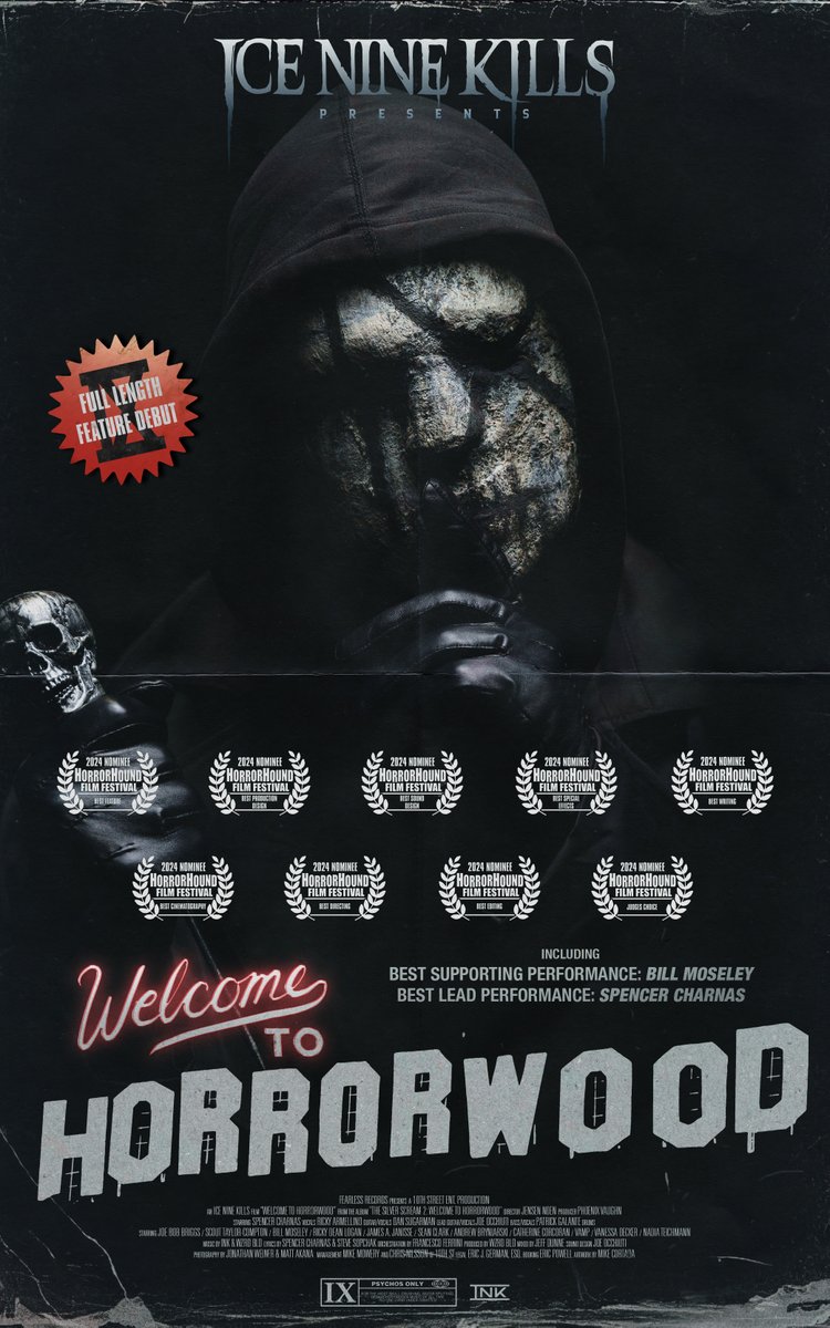 We are incredibly honored that the “Welcome To Horrorwood” film has been nominated at the @horrorhound Film Festival for 11 awards, including Best Picture, Best Lead Performance by our very own @spencerink, and Best Supporting Performance by @choptopmoseley.