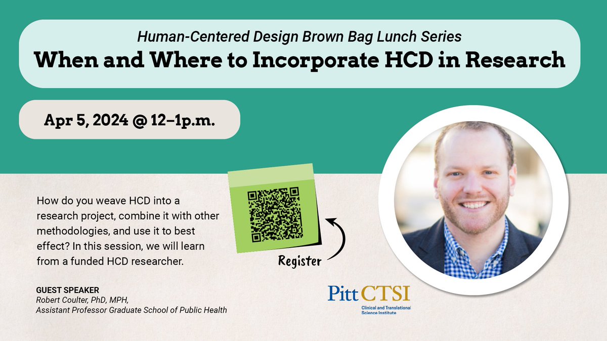 How do you weave #HCD into a research project, combining it with other #methodologies & using it to best effect? Learn how from @PittPubHealth's Dr. Robert Coulter, a funded #HCDresearcher! Register now 👉 pitt.zoom.us/meeting/regist…