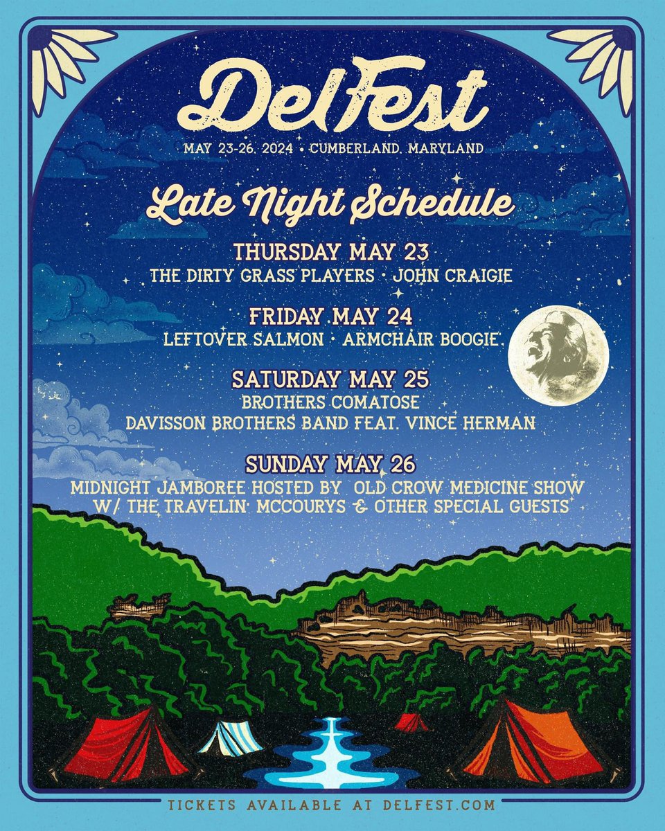 The @delfest Late Night schedule just dropped! Grab tix for our show on Friday 5/24 now: delfest.com