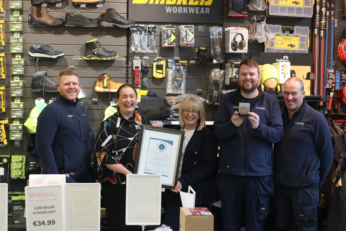 Check out the fantastic vibe at CSGL Electrical! 🎉 Ennis was buzzing with excitement as our CEO Elaine Carroll dropped by the wonderful CSGL Electrical - recipients of the Business All-Star Best In Class Electrical Wholesaler 2023 award. #CSGLElectrical #BusinessAllStars