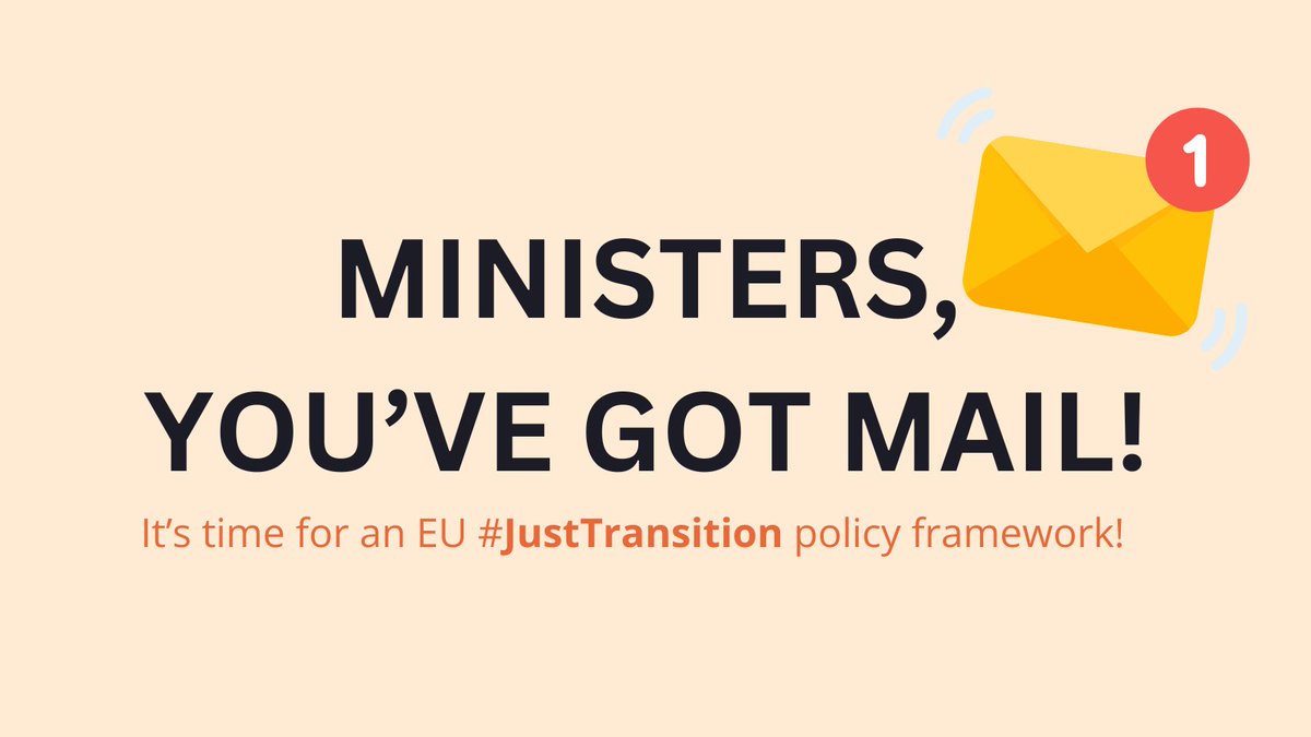 📢Calling on Ministers to prioritise a fair and #JustTransition and place it at the heart of the next 🇪🇺 political cycle! How? Through an EU policy framework for a just transition. Read our joint letter by 21 organisations ➡️t.ly/ACwwZ