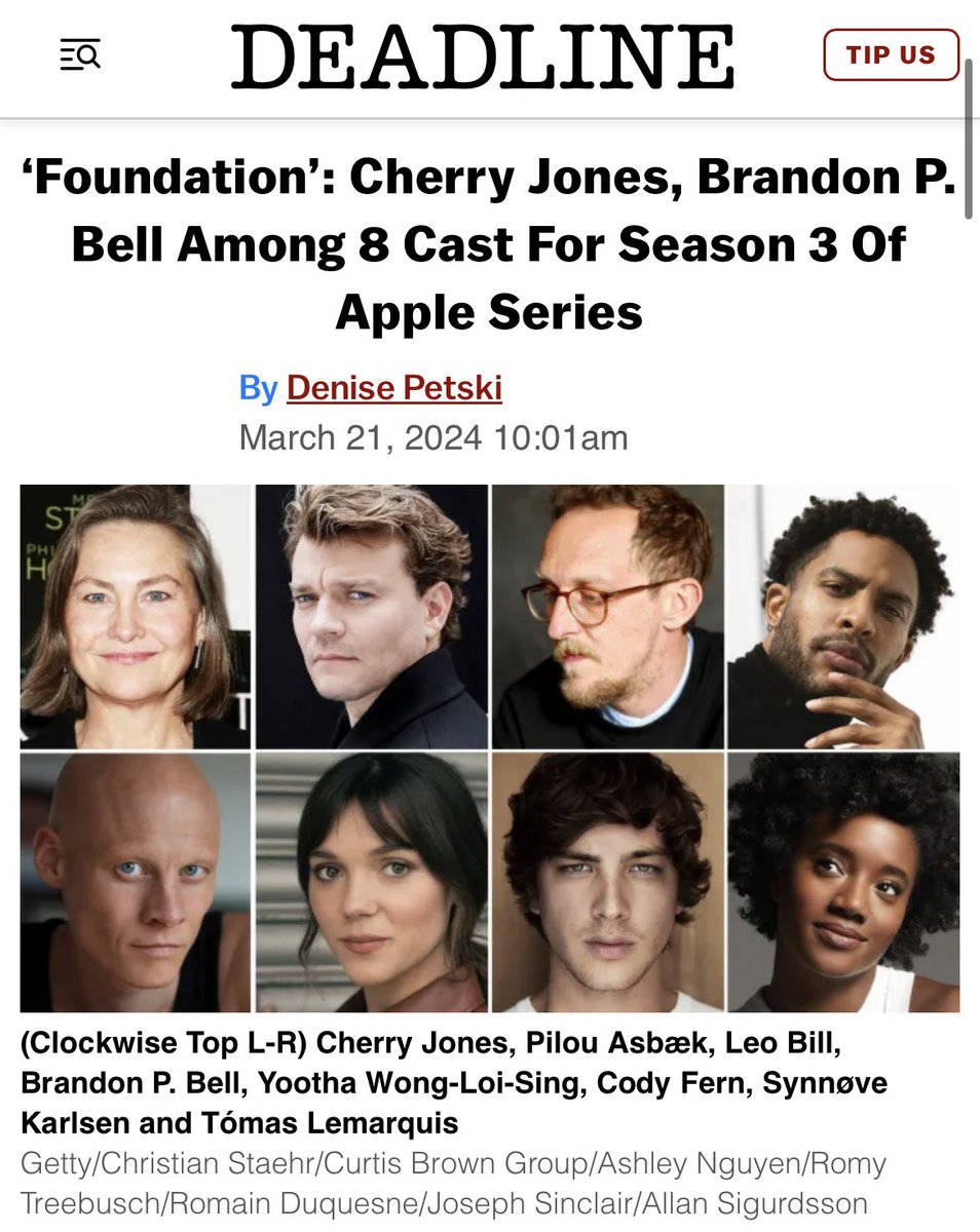 It’s official! Cody has joined the cast of acclaimed @AppleTV show #foundation as Toran Mallow! deadline.com/2024/03/founda…