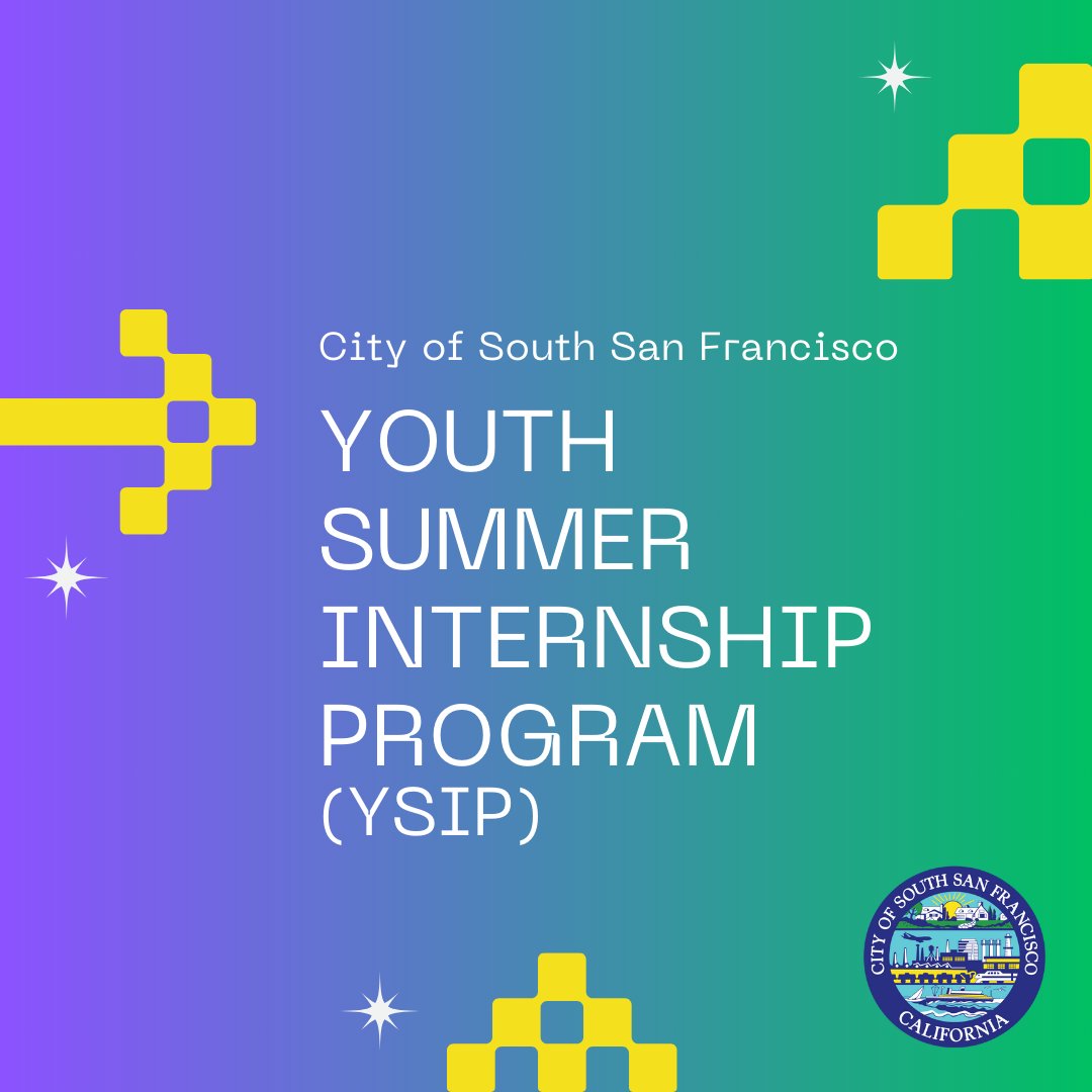 The City of South San Francisco is excited to announce its 4th annual Youth Summer Internship Program for high school students (ages 15 -18). Apply here: tinyurl.com/47ybm7y7