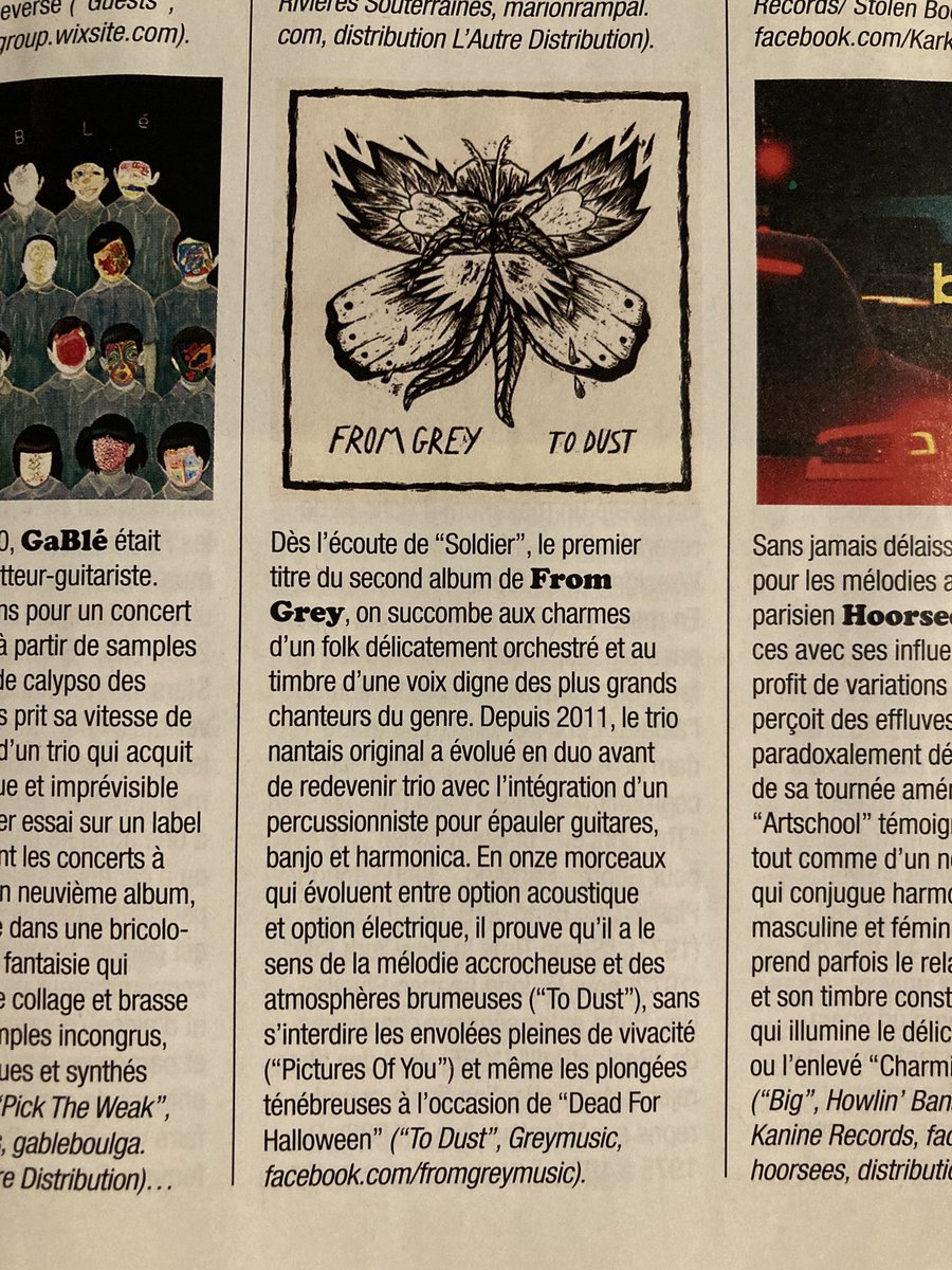 Nous sommes très fiers de vous partager cette excellente chronique de #ToDust dans le nouveau <a href="/rock_and_folk/">Rock&Folk</a> disponible en kiosques. 

« On succombe aux charmes d’un folk délicatement orchestré et au timbre d’une voix digne des plus grands chanteurs du genre. »

Merci ! 🤩🙏
