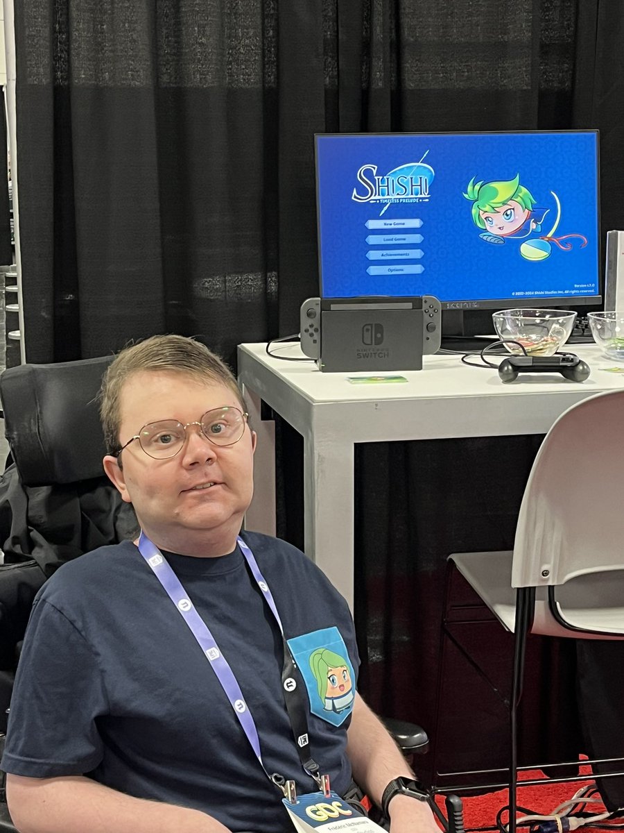 I’m Frederic, I’m a game designer and programmer living with a disability. I’m at GDC to talk about my studio and my projects!

#WhatAGameDevLooksLike