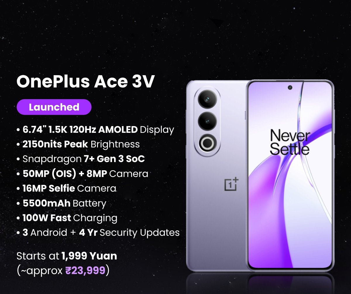 technoguy545's tweet image. OnePlus Ace 3V launched in China, will go global as OnePlus Nord 4.

#OnePlus    #OnePlusAce3V #OnePlusNord4