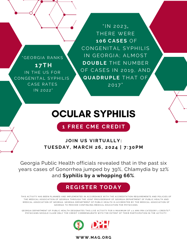 Gear up for an insightful evening with our webinar with @gadph: 'Ocular Syphilis.' Mark your calendars for Tues., March 26 at 7:30 PM via Zoom! MAG Members receive 1 CME Credit. A Zoom link will be sent with your registration confirmation. Register now: members.mag.org/events/-Ocular…