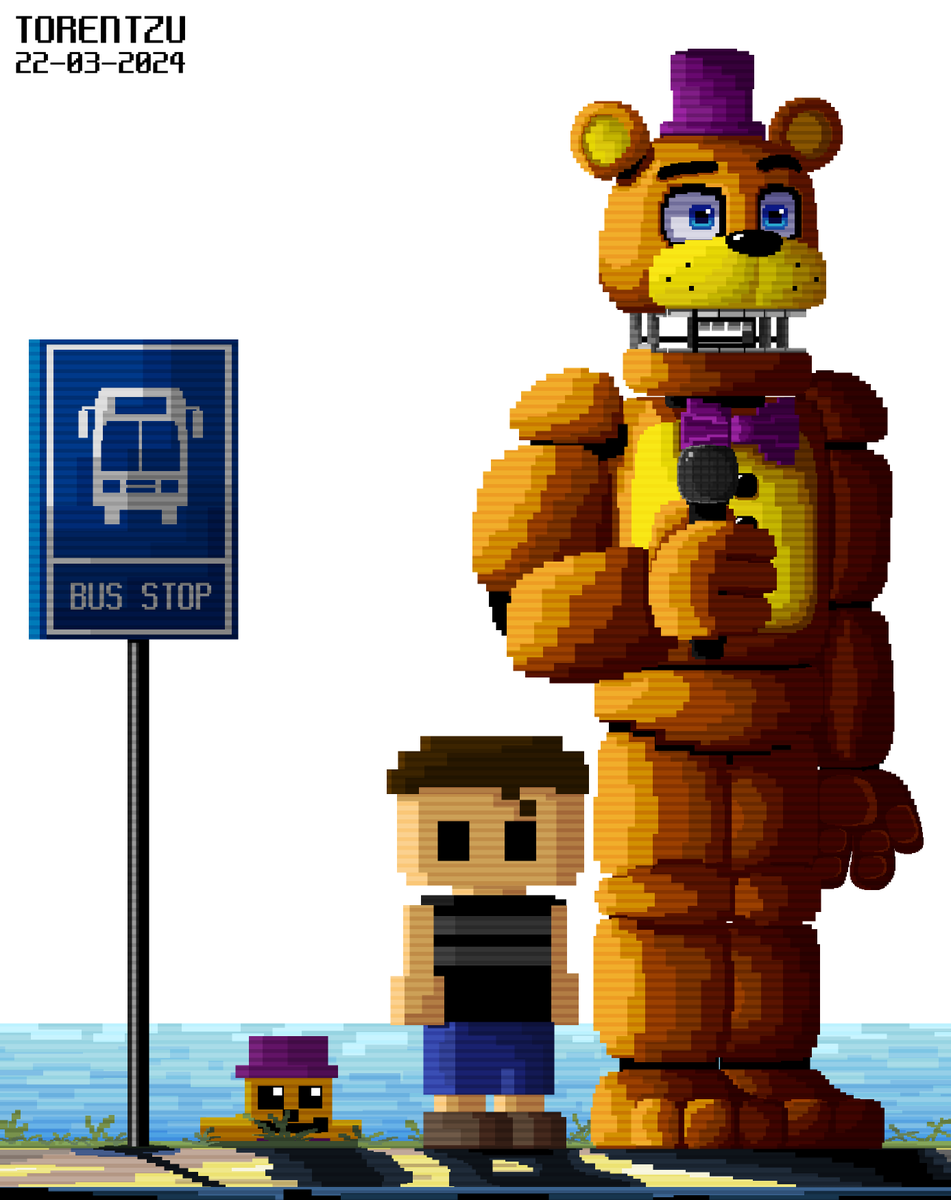 Bus Stop (ibisPaint X) #FNAF #FNAF4 #fnafart #fnaffanart #fredbear #evanafton