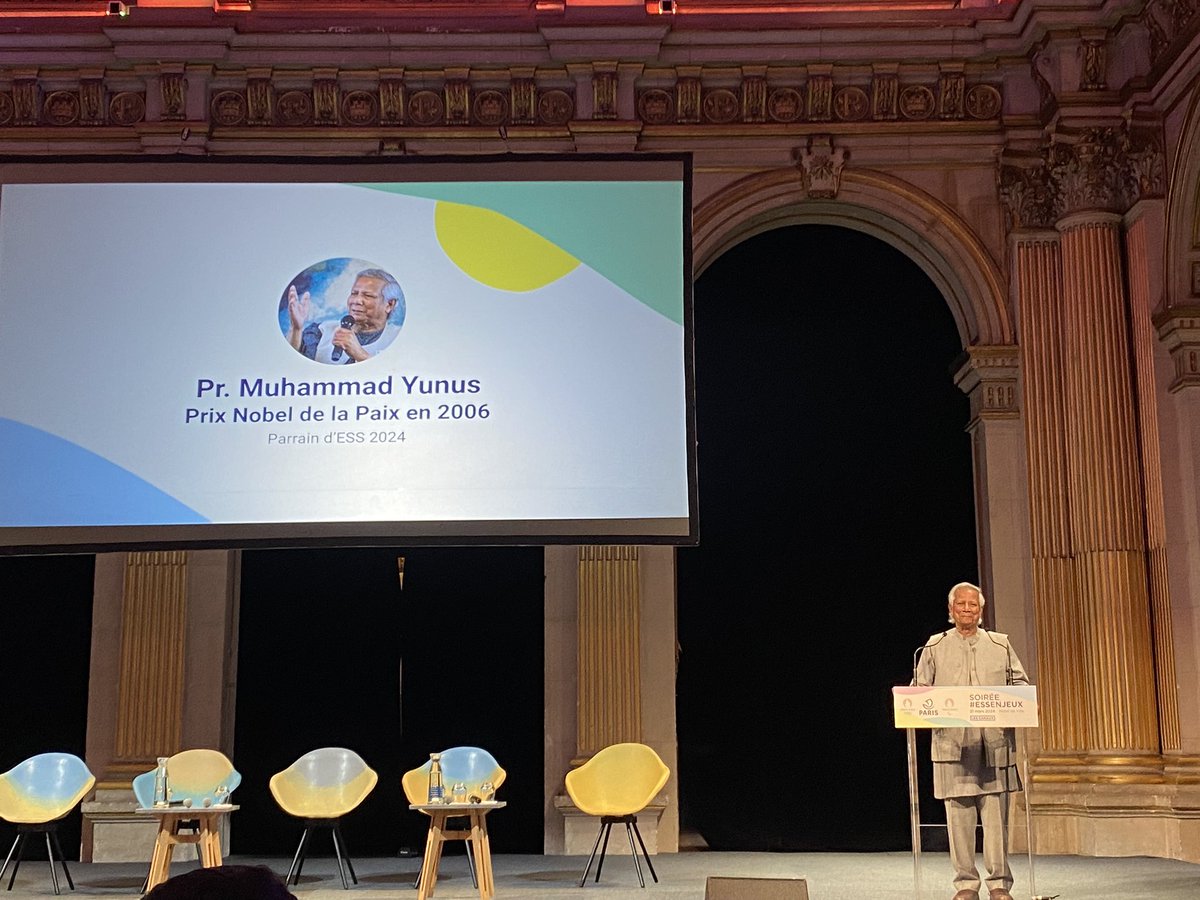 Soirée #ESSenJeux - Pr. @Yunus_Centre, Prix Nobel de la Paix 2006 : 'If you don't imagine, it has no chance at all of happening. And these 2024 Olympics, looking at them in 2018, were absolutely imagination, and nothing else. And now, they are happening.'