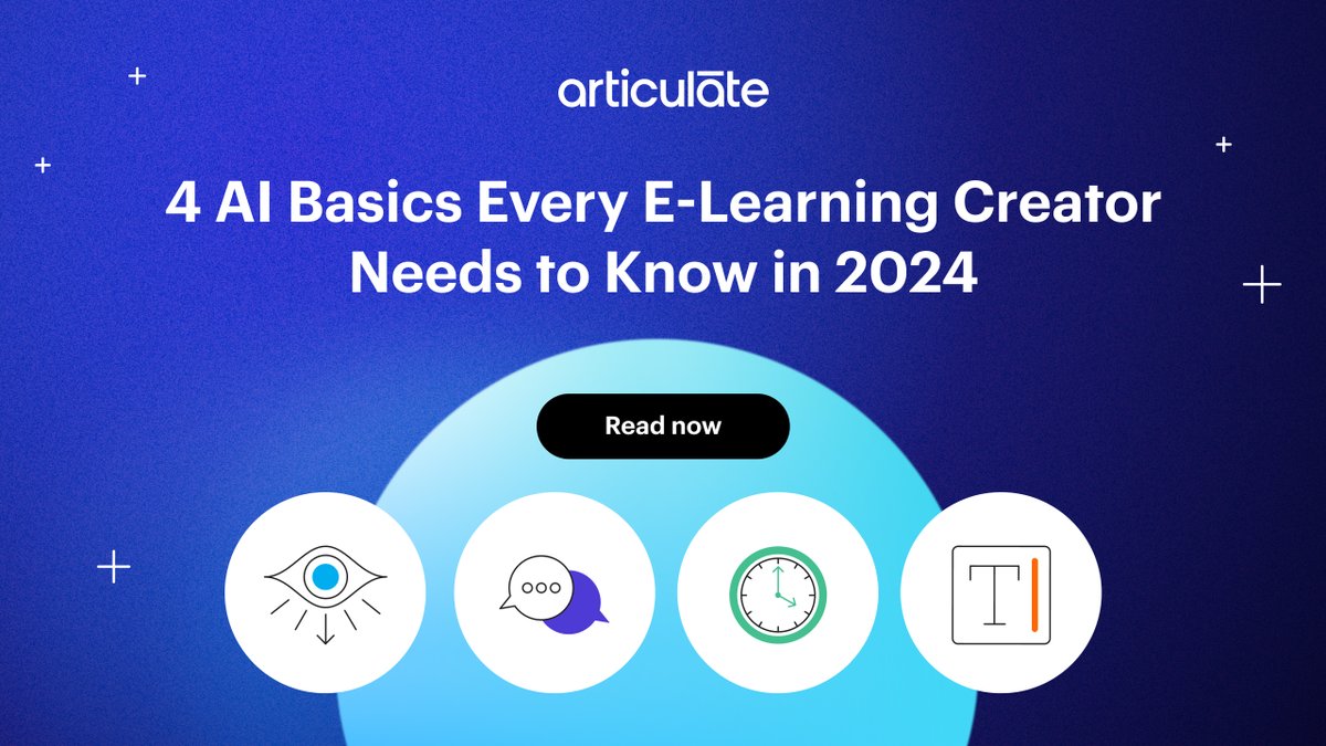 AI is increasingly impacting how we work across industries—including e-learning. Feel confident in the AI essentials with this article from our E-Learning Heroes team: “4 AI Basics Every E-Learning Creator Needs to Know in 2024.” bit.ly/495IYar