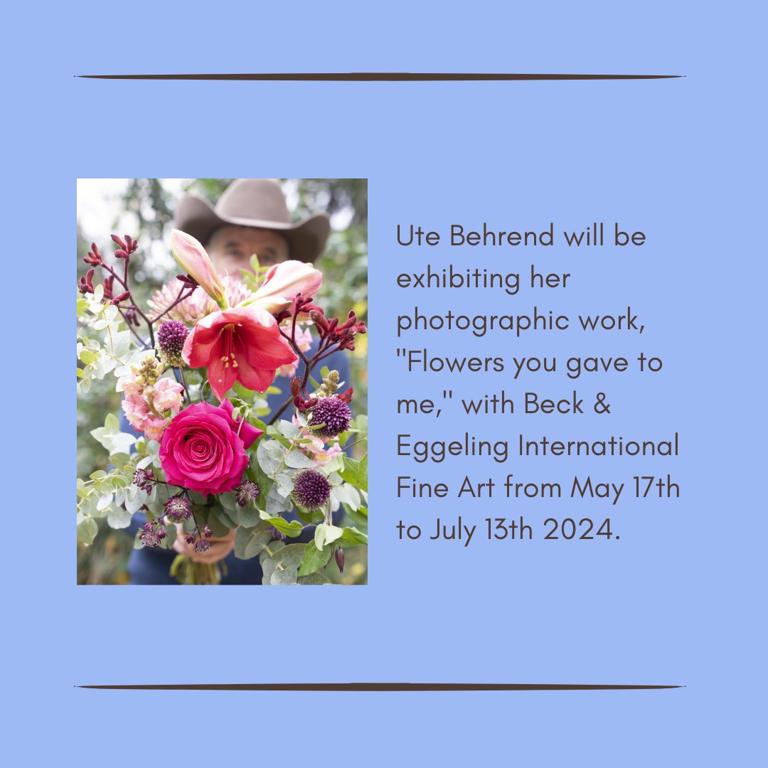 Congratulations to past contributor Ute Behrend for being featured in the Beck &amp; Eggeling International Fine Art's upcoming exhibit from May 17th to July 13th, 2024!