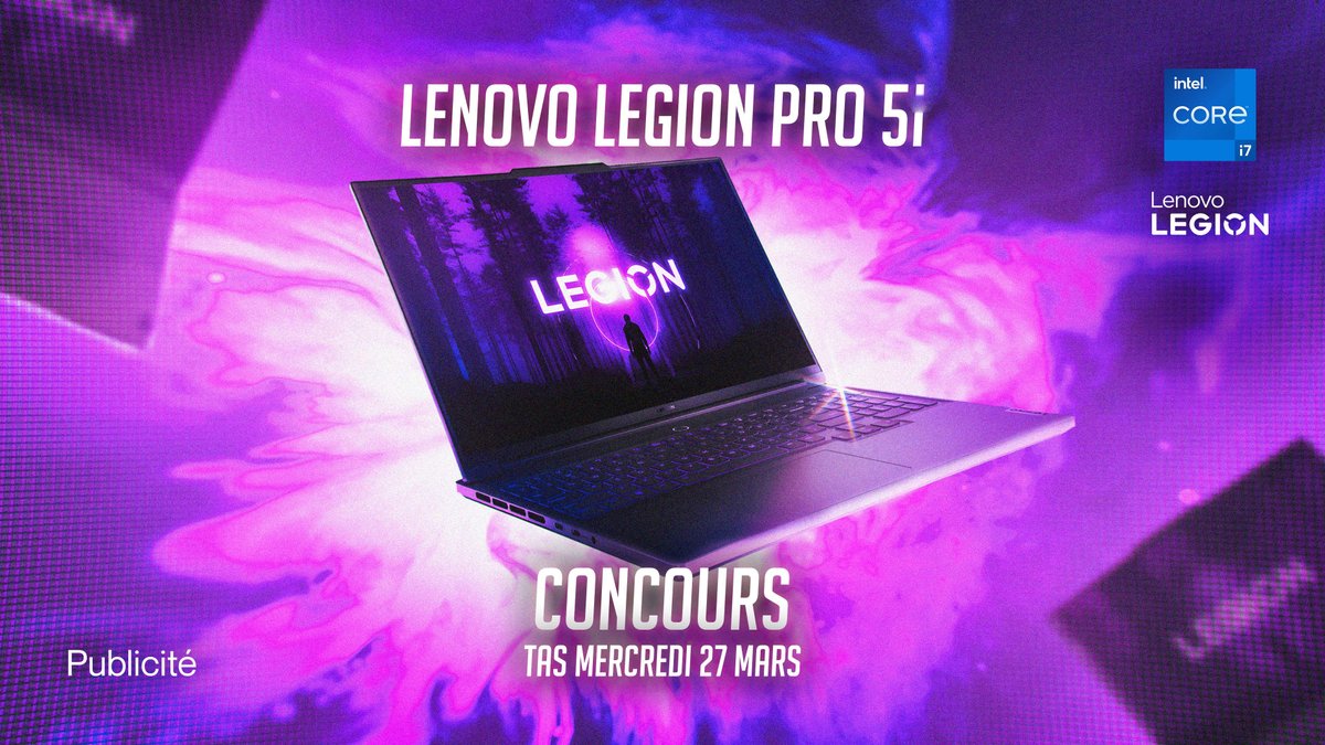 Hugo DĂ©lire (@hugodelire36) on Twitter photo đ„ CONCOURS đ„
Je vous fais gagner le Lenovo Legion Pro 5i Ă©quipĂ© dâun processeur IntelÂź Coreâą i7 !
Pour participer :
- RT + Follow <a href="/LenovoLegionFR/">Lenovo Legion France</a>, <a href="/IntelFrance/">Intel France</a> et moi-mĂȘme
- Commente le tweet
TAS le 27/03 đ
#TeamLegion #IntelGaming
Collaboration Commerciale đ„ CONCOURS đ„
Je vous fais gagner le Lenovo Legion Pro 5i Ă©quipĂ© dâun processeur IntelÂź Coreâą i7 !
Pour participer :
- RT + Follow <a href="/LenovoLegionFR/">Lenovo Legion France</a>, <a href="/IntelFrance/">Intel France</a> et moi-mĂȘme
- Commente le tweet
TAS le 27/03 đ
#TeamLegion #IntelGaming
Collaboration Commerciale