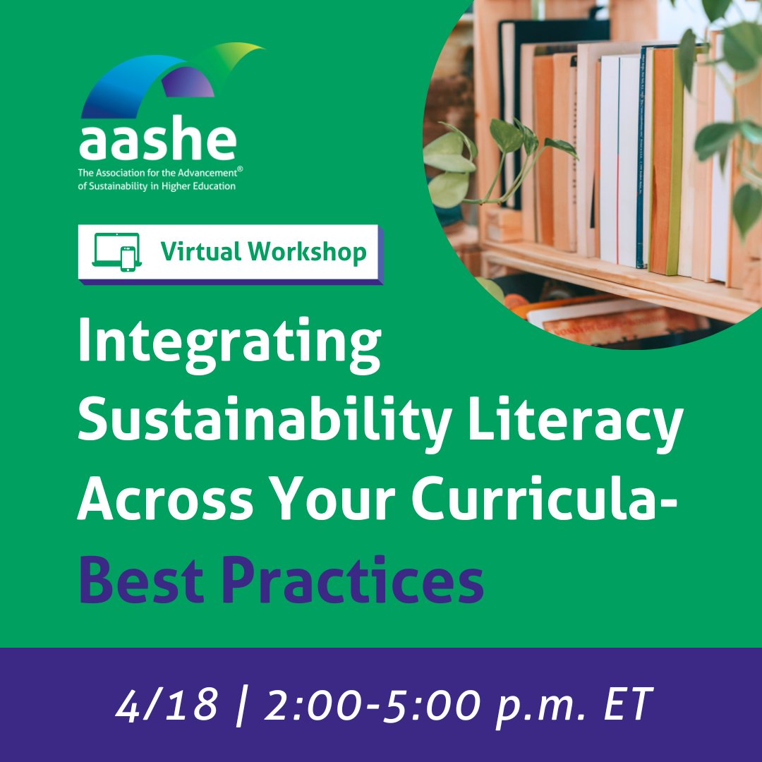 🏛️ Join our latest #AASHE workshop, where @CofC faculty experts will equip you with the knowledge & skills to weave #sustainability into the fabric of your curricula. Join us on April 18 from 2-5 pm ET 🔗 Register now: aashe.org/calendar/susta… @SustainCofC #SustainabilityEducation